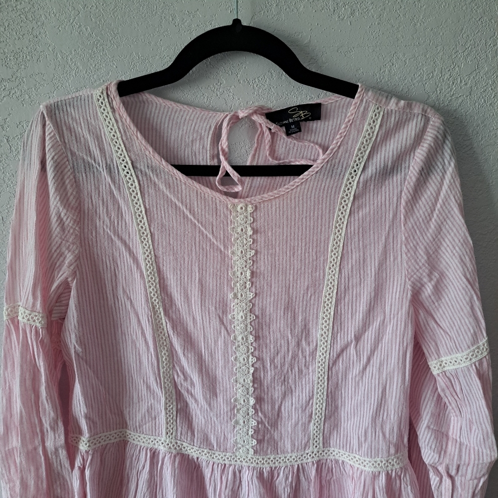 Suzanne Betro Pink Peasant tunic top - Picture 4 of 7